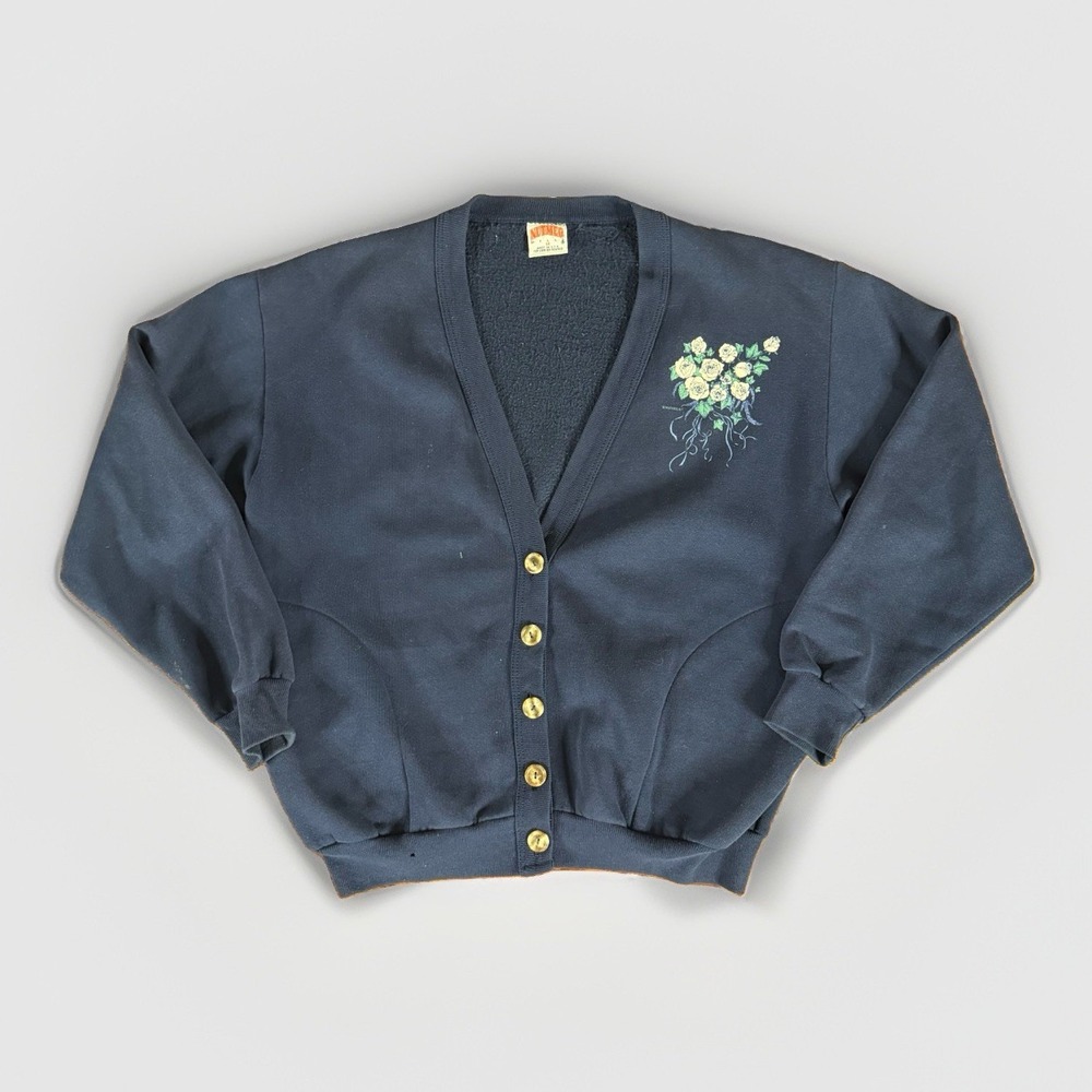 Vintage 1990s Nutmeg Mills Button-front Fleece Cardigan Made In USA Medium